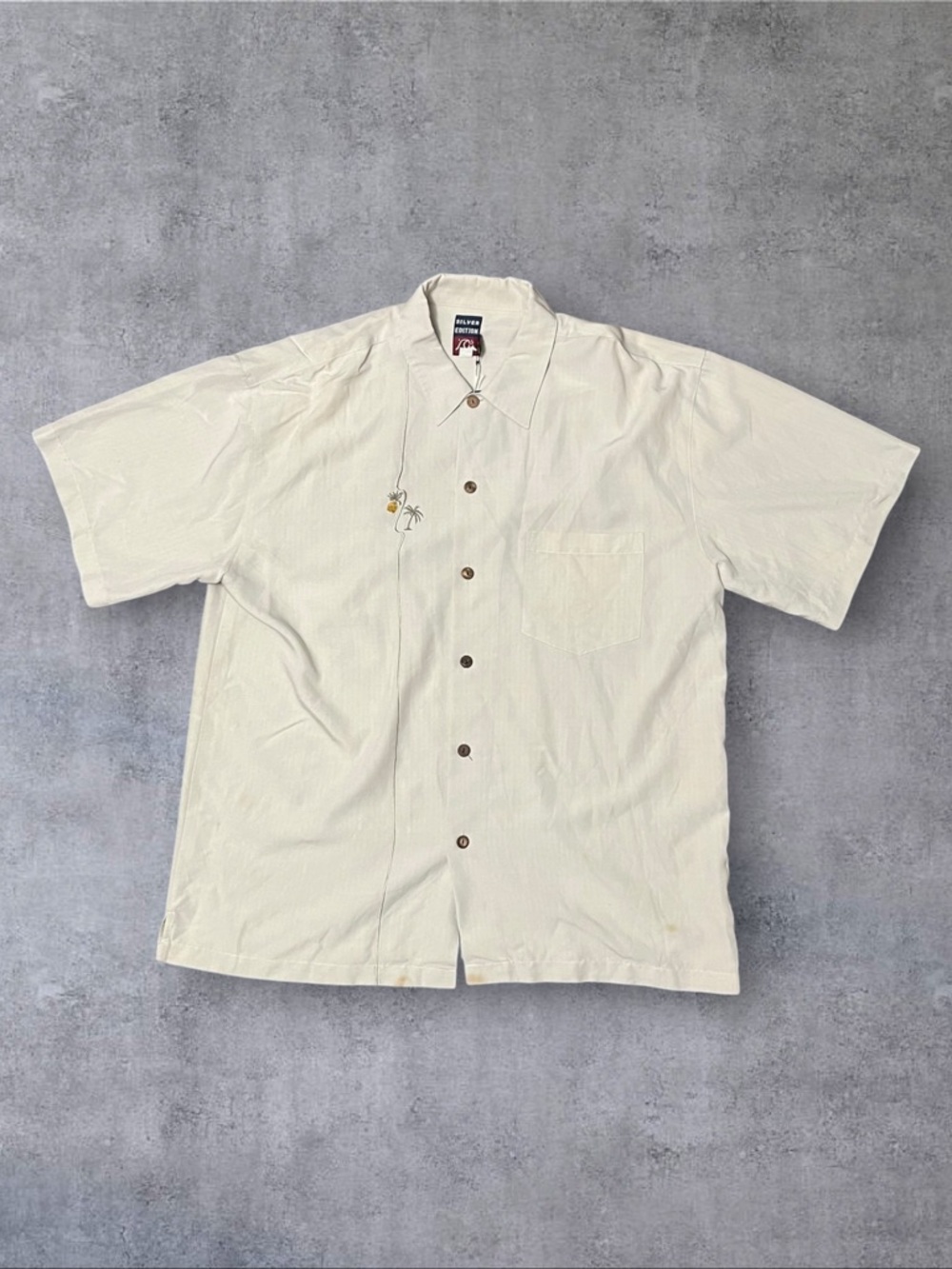 Vintage 90s 2000s y2k Embroidered Palm Tree Pineapple Quiksilver Sz XL Button Up